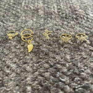 Gold-tone Stainless Steel Ear Cuffs 5pc Set